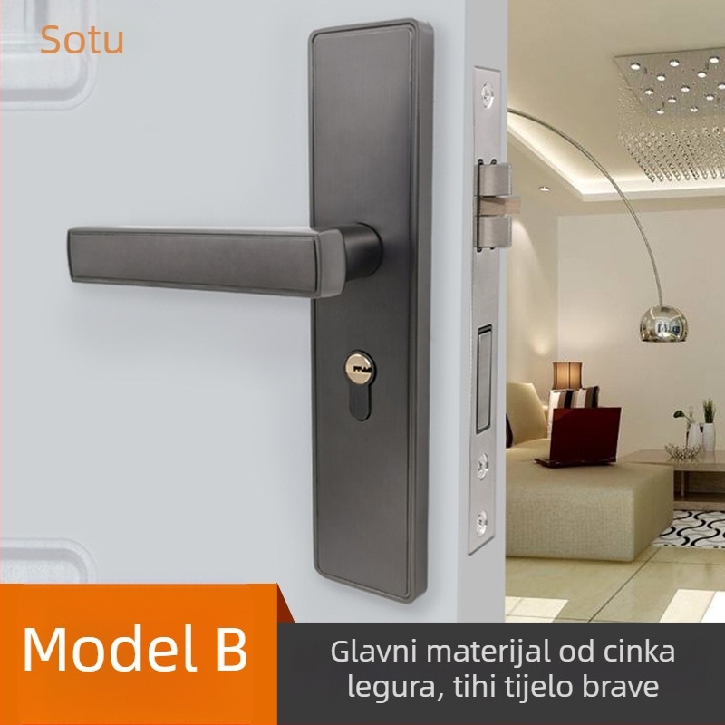 Upravljački mehanizam za unutarnja vrata – cinkov spoj, model 6106, stil svijetlog luksuza, za unutarnja drvena vrata, kupaonicu, kuhinju i metalna vrata