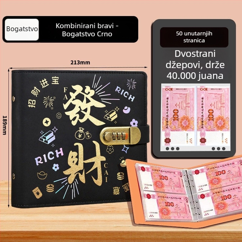 Knjiga za čuvanje novca sa zaključavanjem na lozinku - velika kapaciteta, odvojene stranice