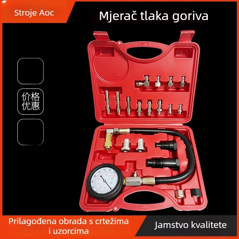 Višestruki mjerač tlaka goriva za automobil – kućište od aluminijske legure, za popravke vozila, kompatibilan s injekcijskim sustavima