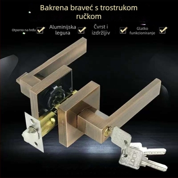 Jh201 Aluminijska brava s ručkom i tri šipke, za drvena vrata, prostore, kupaonice, skladišta i urede