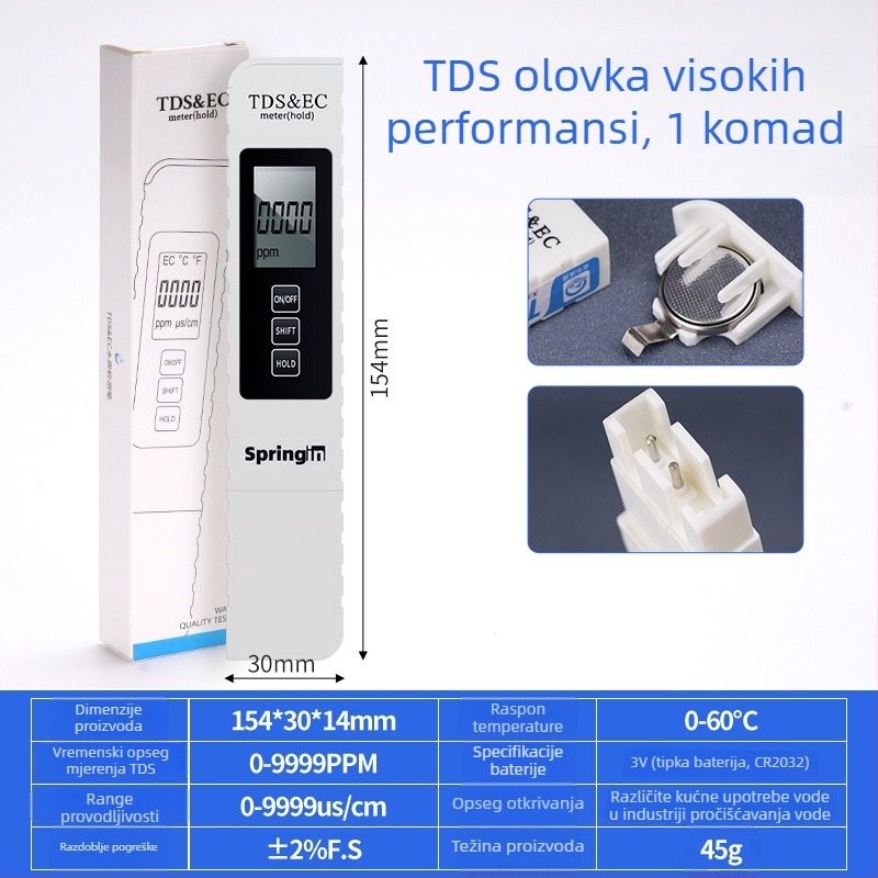 MIUS tri u jedan višenamjenski TDS tester kvalitete vode za akvarij