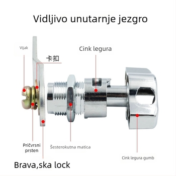 BLJ brava za vratima ormarića od cinkovog legura (model 6212A66) za drvene i metalne ormariće — moderni minimalistički dizajn