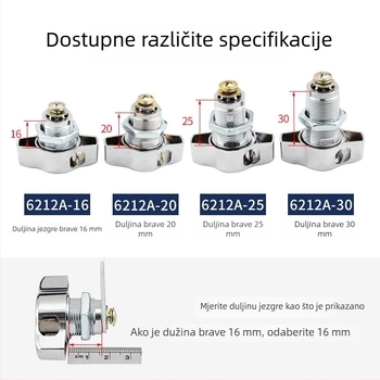 BLJ brava za vratima ormarića od cinkovog legura (model 6212A66) za drvene i metalne ormariće — moderni minimalistički dizajn