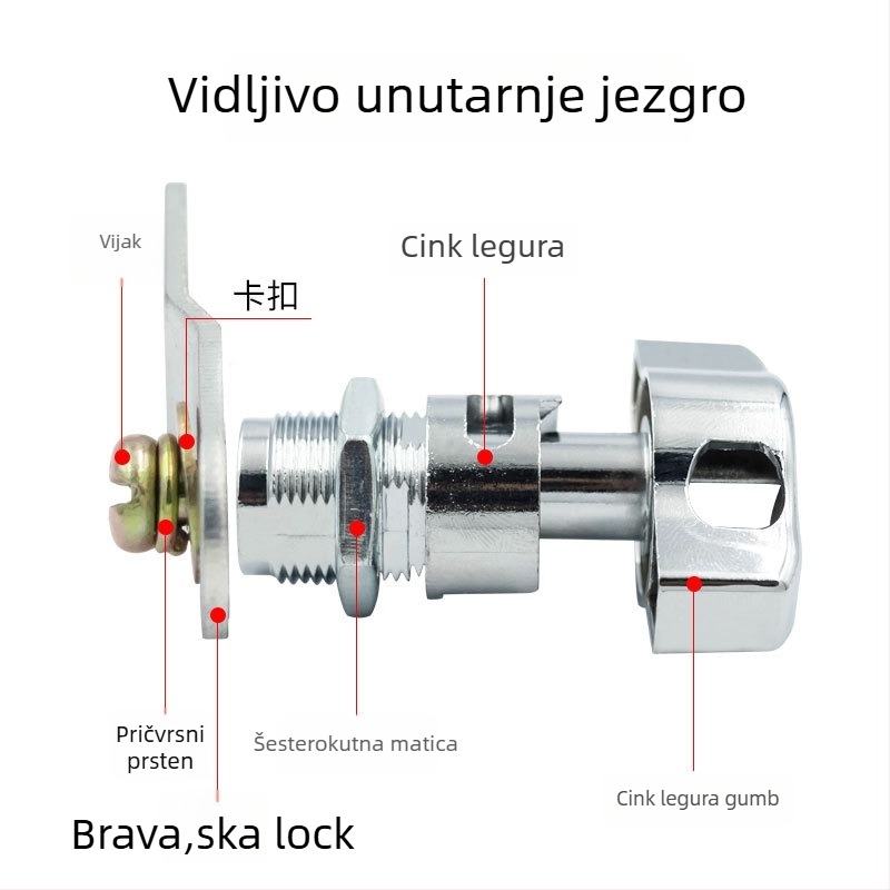 BLJ brava za vratima ormarića od cinkovog legura (model 6212A66) za drvene i metalne ormariće — moderni minimalistički dizajn