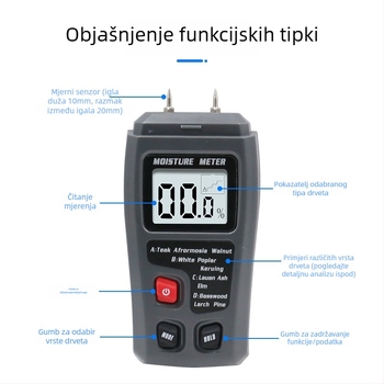 Test za vlagu drveta | Mjeri sadržaj vlage | Pogodno za drvene podove i kartonske kutije (Brand: Record Work)