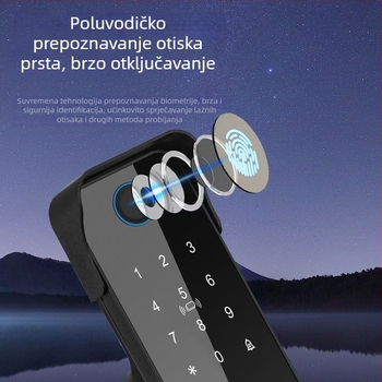 W11 pametna brava s otiskom prsta za vanjska vrata – vodootporna, pristup lozinkom, ABS+metal; pogodna za staklena, drvena, kovna vrata i okvir vrata