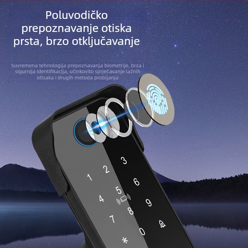 W11 pametna brava s otiskom prsta za vanjska vrata – vodootporna, pristup lozinkom, ABS+metal; pogodna za staklena, drvena, kovna vrata i okvir vrata