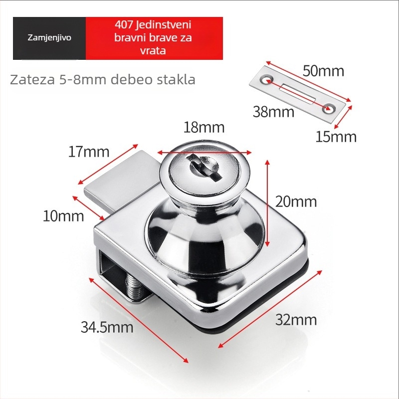 Brava za vrata ormarića bez rupa, nehrđajući čelik, model XQZ001, modern minimalistički dizajn