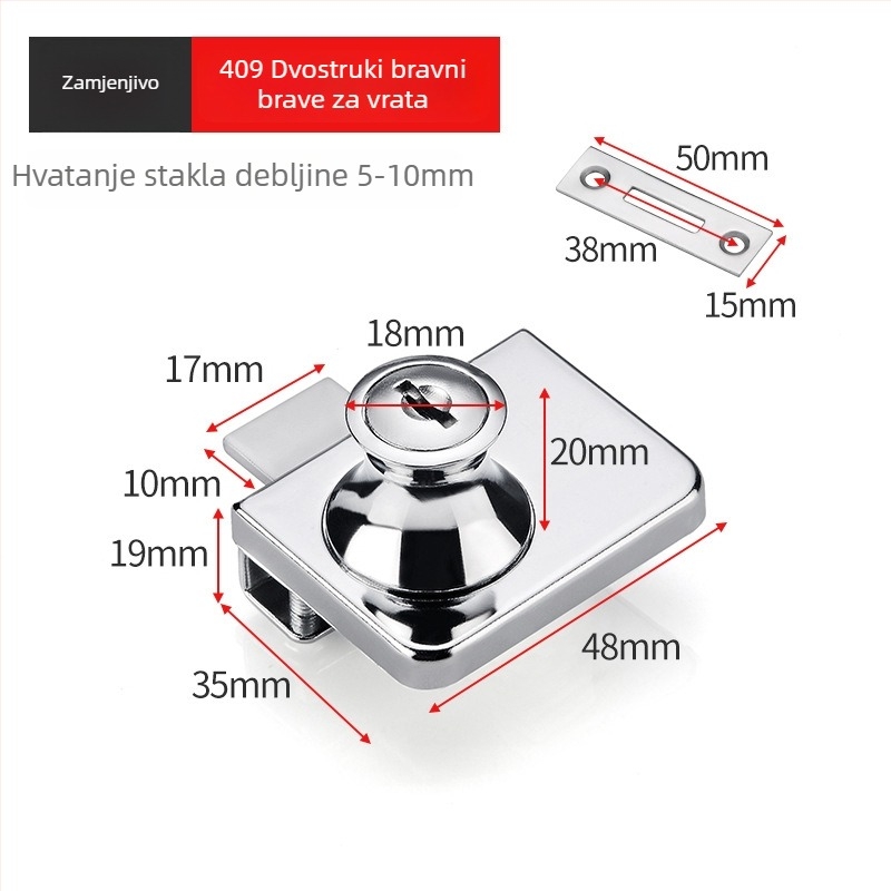 Brava za vrata ormarića bez rupa, nehrđajući čelik, model XQZ001, modern minimalistički dizajn