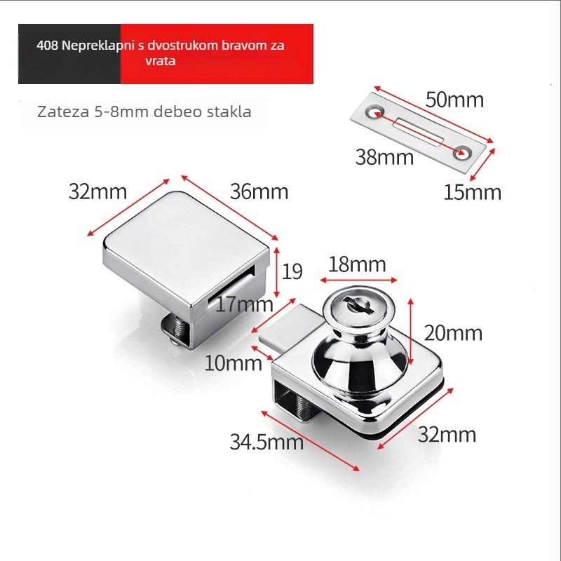 Brava za vrata ormarića bez rupa, nehrđajući čelik, model XQZ001, modern minimalistički dizajn