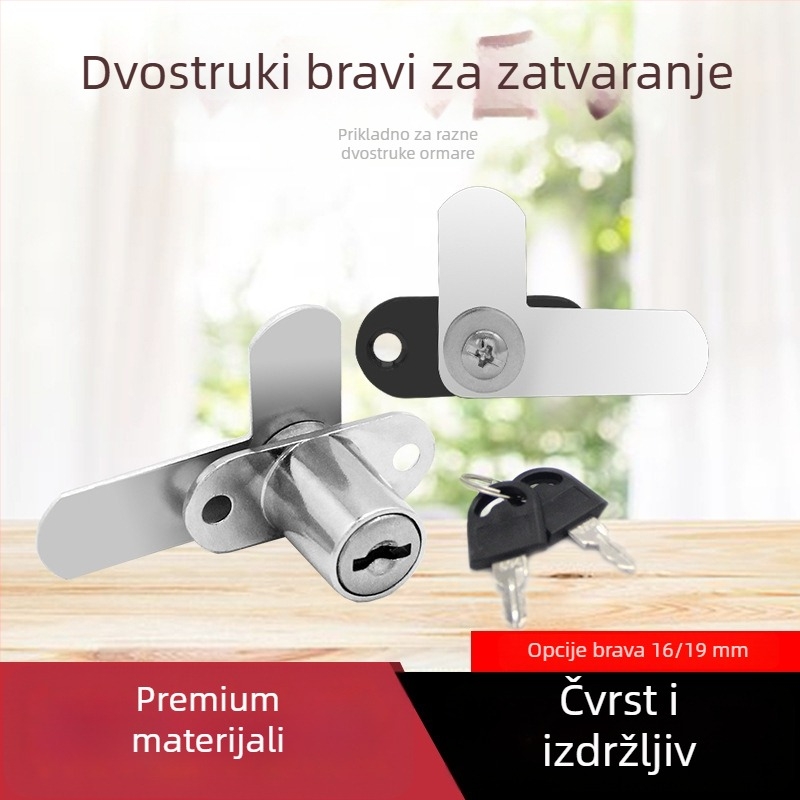 Fengye brava za dvostruko otvaranje ormara, 7-oblik otvarajući jezič, cinkov metal, modeli 208-16/208-19, moderan jednostavan dizajn