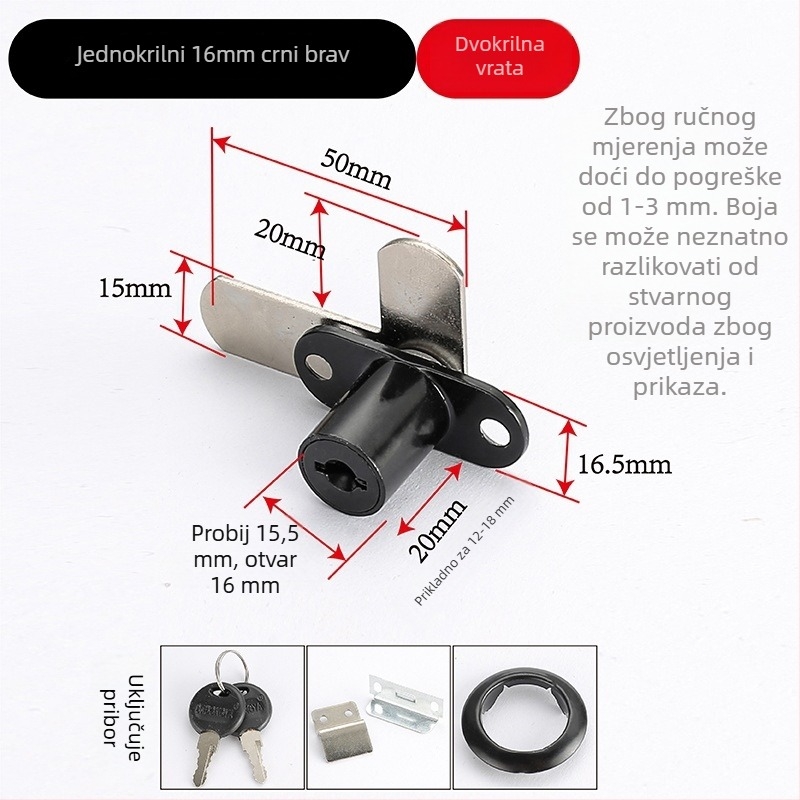 Fengye brava za dvostruko otvaranje ormara, 7-oblik otvarajući jezič, cinkov metal, modeli 208-16/208-19, moderan jednostavan dizajn