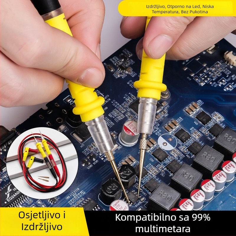 Multimetarski testni vodiči – Marka Zheng tietou; Model: Multimeter test leads; Materijal: silikon + zlatno prekriven bakar; Namjena: testna linija; Podrijetlo: Kina