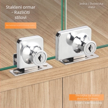 Brava za staklenu vitrinu za izložbene svrhe; cinkov legirani materijal; model 09; za vrata ormarića; suvremeni minimalistički stil