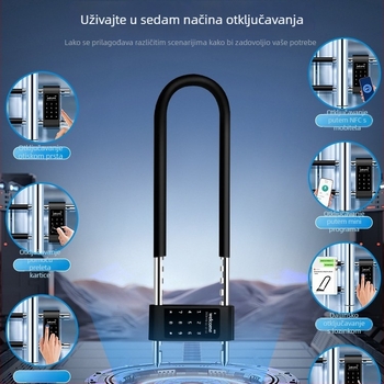 U-oblik zaključavanje s otiskom prsta i lozinkom, za uredske staklene vrata, cinkova legura
