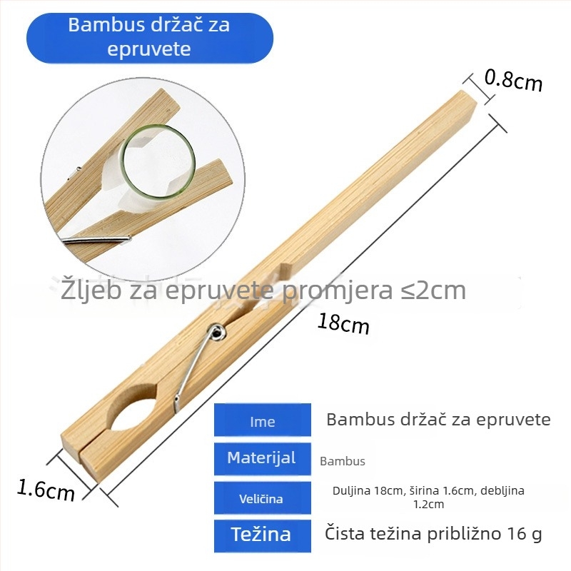 Držač za epruvete od drveta s bambusom, za kemijske eksperimente, edukativni laboratorijski alat, paket 1000