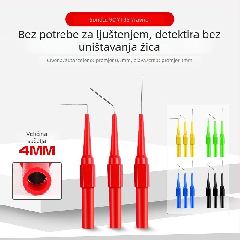 Musen Tang Alat za ispitivanje auto-električnih vodova — 4 mm banana utikač na krokodilsku klipu, kutna sonda za popravak auta