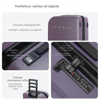 Višestruki putni kovčeg s USB priključkom, proširiv, ugrađeni mjerač težine, 20-inčni kovčeg na kotačima, policarbonatni kufer, prugasti uzorak
