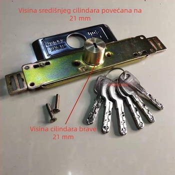 Brava za rolo vrata, dvostruko pojačani dizajn, srednji otvor, podignut cilindar zaključavanja, produžena glava brave (Materijal: bakar; Marka: Powerful factory; Model: Default item)