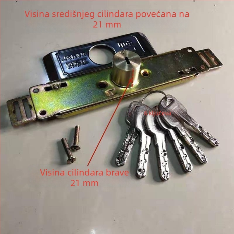 Brava za rolo vrata, dvostruko pojačani dizajn, srednji otvor, podignut cilindar zaključavanja, produžena glava brave (Materijal: bakar; Marka: Powerful factory; Model: Default item)