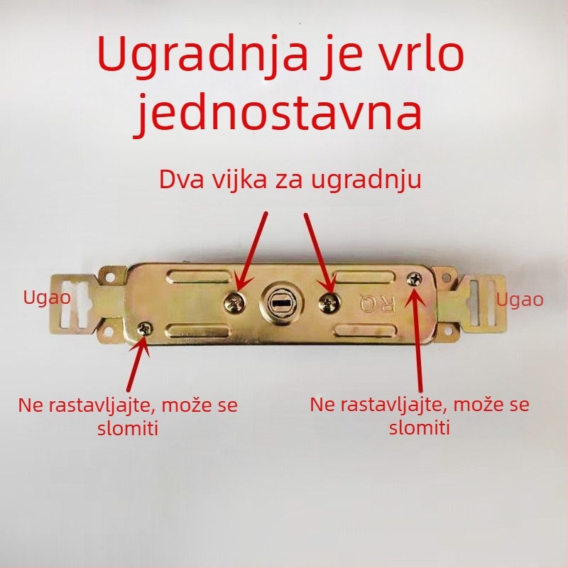 Brava za rolo vrata, dvostruko pojačani dizajn, srednji otvor, podignut cilindar zaključavanja, produžena glava brave (Materijal: bakar; Marka: Powerful factory; Model: Default item)
