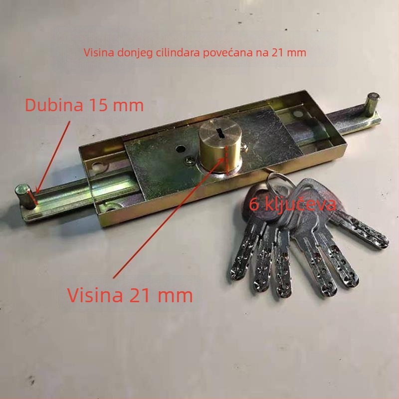 Brava za rolo vrata, dvostruko pojačani dizajn, srednji otvor, podignut cilindar zaključavanja, produžena glava brave (Materijal: bakar; Marka: Powerful factory; Model: Default item)