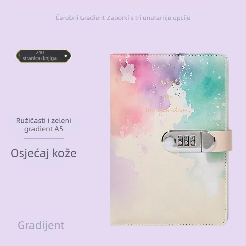 A5 bilježnica s ključem, naslovnica od imitacije kože, ljepilo spajanje, papir 80 g/m2, 100 stranica, poslovni stil