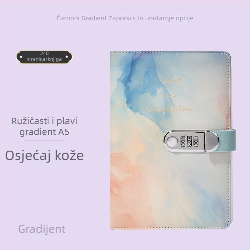 A5 bilježnica s ključem, naslovnica od imitacije kože, ljepilo spajanje, papir 80 g/m2, 100 stranica, poslovni stil