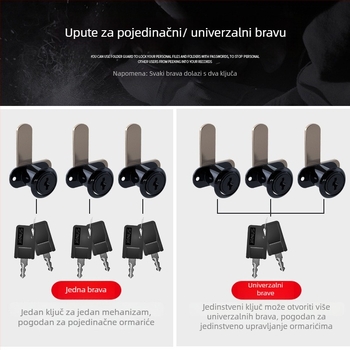 Brava za dvostruko otvaranje ormara, brava za arhivski ormar, model 208, Janus, univerzalni tip