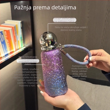 Termos šalica od titanija s izolacijom, unutarnji i vanjski titan, 6–12 sati očuvanja temperature, prijenosna uz traku za nošenje, navojni poklopac