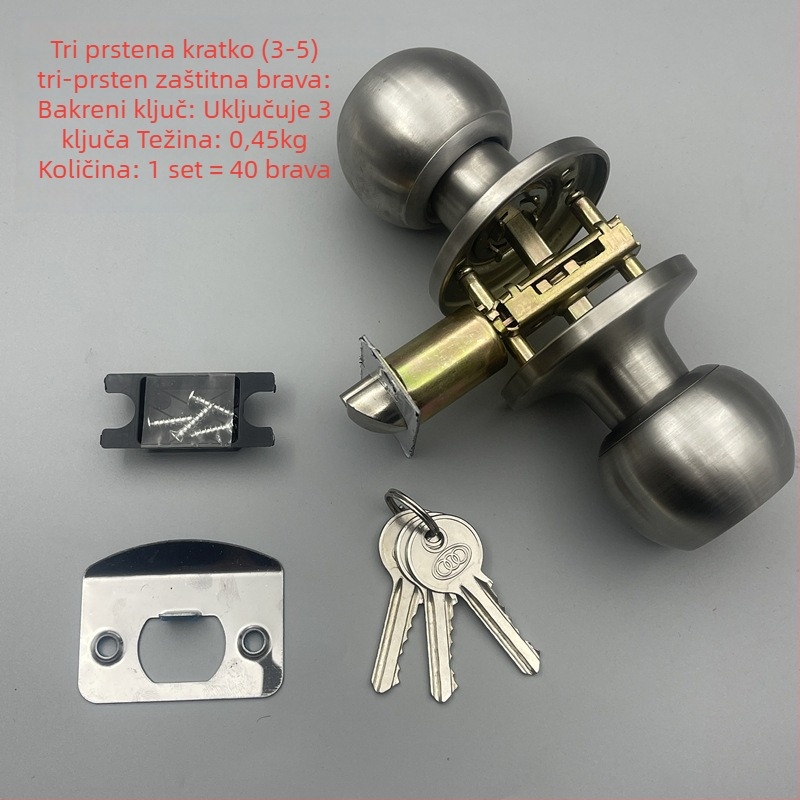 Trostruki kuglični zaključavač za kupaonice i unutarnja vrata, aluminijska legura vrata, model 607, Mingda