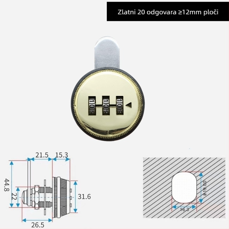 Ute zaključavanje s lozinkom za ladice i uredski namještaj — cinkova legura, model: Mailbox password lock, stil modernog jednostavnog dizajna