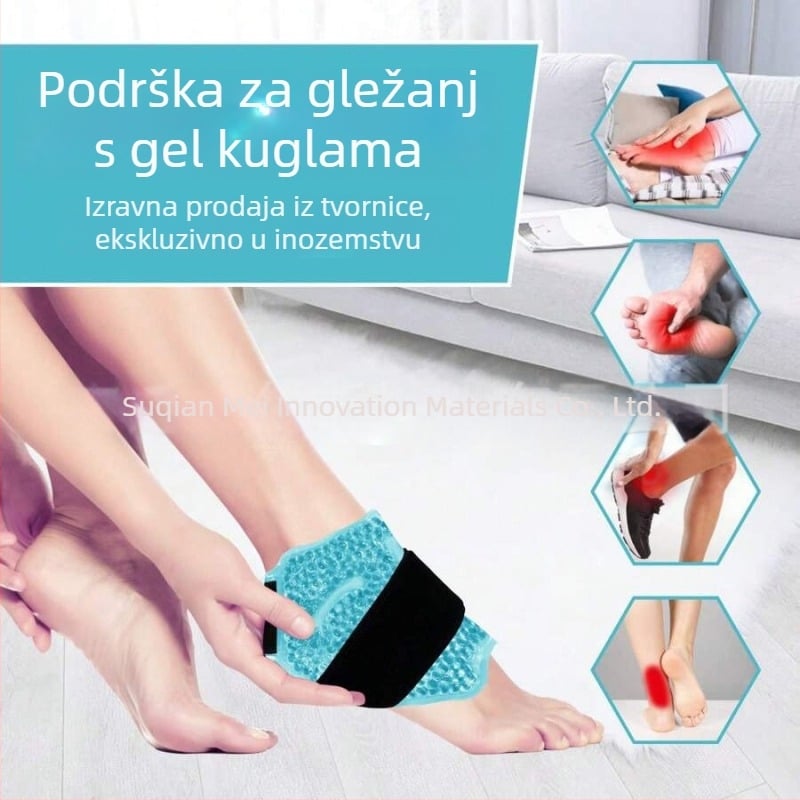 Gel ledeno/topli kompres za stopalo, gležanj i koljeno s podesivim trakom; Materijali: gel kuglice, PVC, flanel; Univerzalna upotreba; Kutija: 20 kom