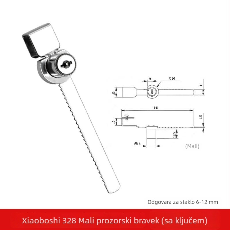 Push-pull brava za staklenu vitrinu, Lixin Hardware, model 1101, cinkova legura