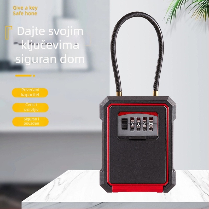 Kutija za ključeve s šifrom i metalnim užetom, model 908, materijal metal, tip strojarstvo, debljina zaključnog štapa 7, razmak štapova 50, stil moderni minimalistički