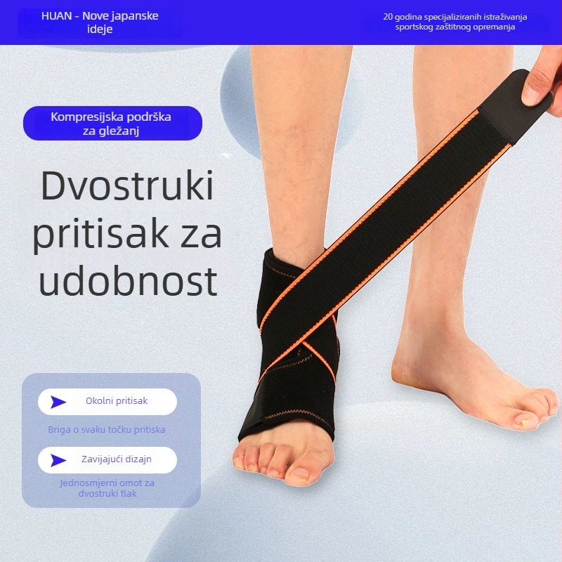 Ortez gležnja s remenom za vanjske sportove, neopren, stabilizira gležanj tijekom trčanja, košarke, badmintona i odbojke