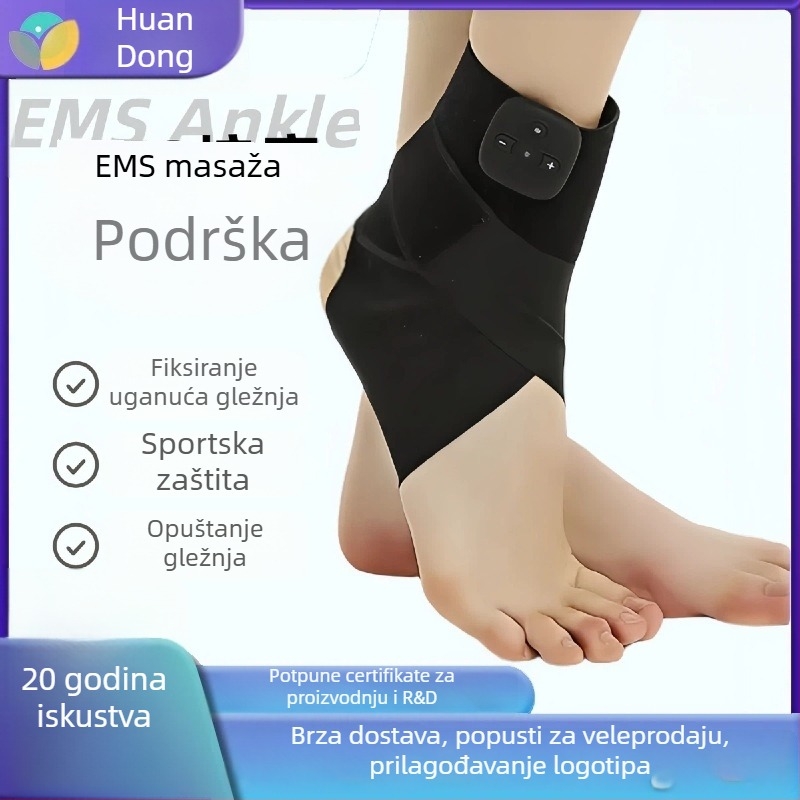 EMS pulsni masažer gležnja s tlačnom podrškom i fiksacijom gležnja (poliesterska vlakna; ortoza za gležanj; košarka)