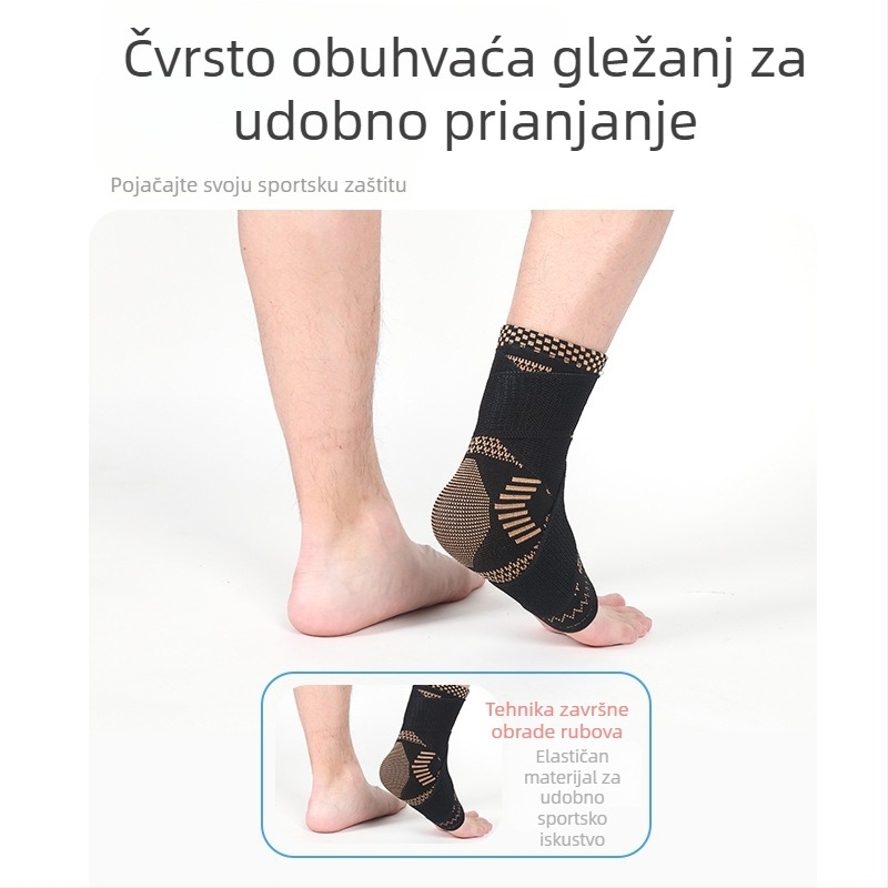 Feili gležanj ortoza s bakrovim ionima i kompresijskom trakom, prozračan poliesterski vlaknasti materijal za trčanje, vožnju biciklom, planinarenje i košarku