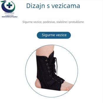 Ortez gležnja s trakama za podršku i fiksaciju, zaštita od uganuća, imobilizacijska podrška, prozračna rehabilitacijska podrška