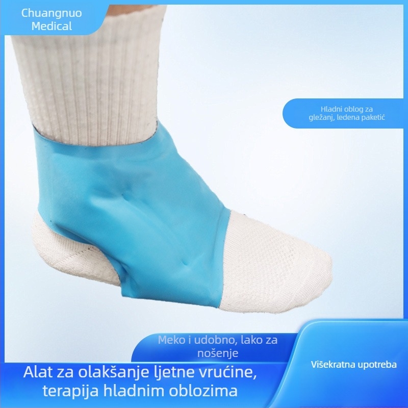 Gel ledeni paket za gležanj s Velcro zatvaračem, višekratno upotrebljivo, silikon zaštita stopala, integrirani ledeni paket