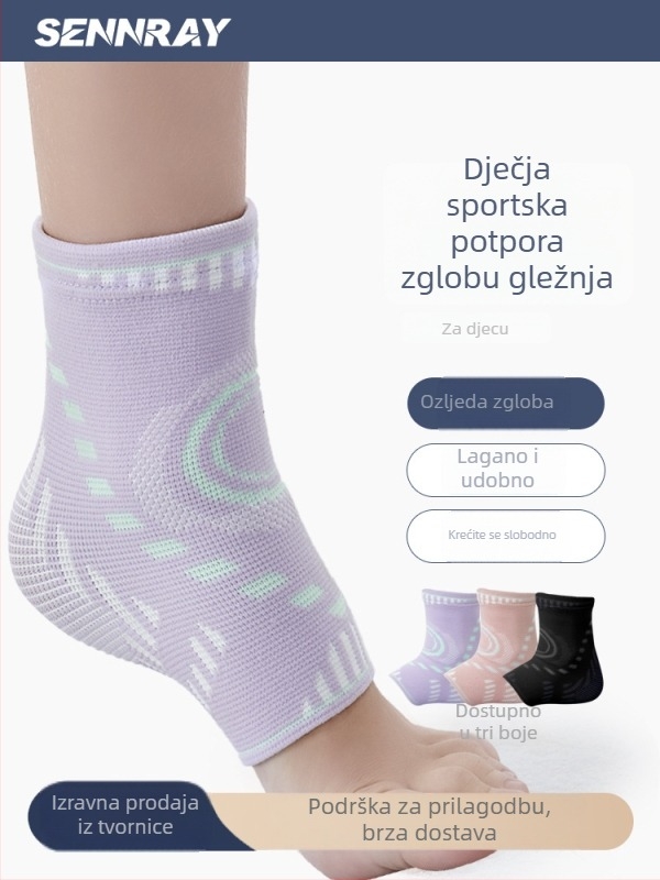 Dječja potpora gležnja za sport – prozračan poliester, elastična kompresija, zaštitna oprema za nogomet, košarku, rolanje i trčanje