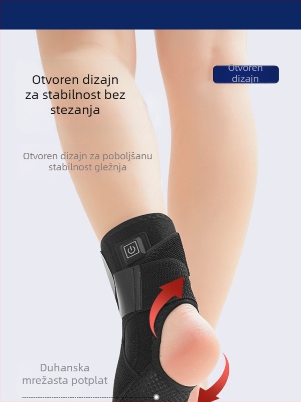 USB grijani gležni zavoj za zaštitu tetiva i zgloba, za odrasle, pogodan za penjanja, trčanje i vožnju bicikla