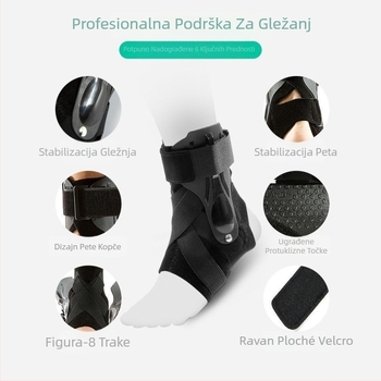 Gležanjski oslonac s Velcro remenom za odrasle, protiv uganuća i korekcija, za fitness i sport