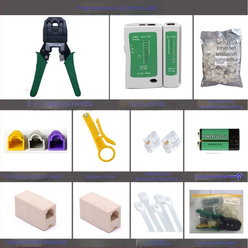 Set alata za testiranje i lisanje mrežnih kablova — vodootporan, od posebnog čelika, za mrežne inženjere i kućnu upotrebu