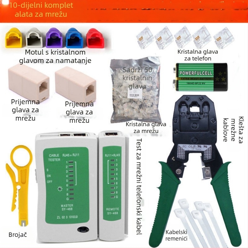 Set alata za testiranje i lisanje mrežnih kablova — vodootporan, od posebnog čelika, za mrežne inženjere i kućnu upotrebu