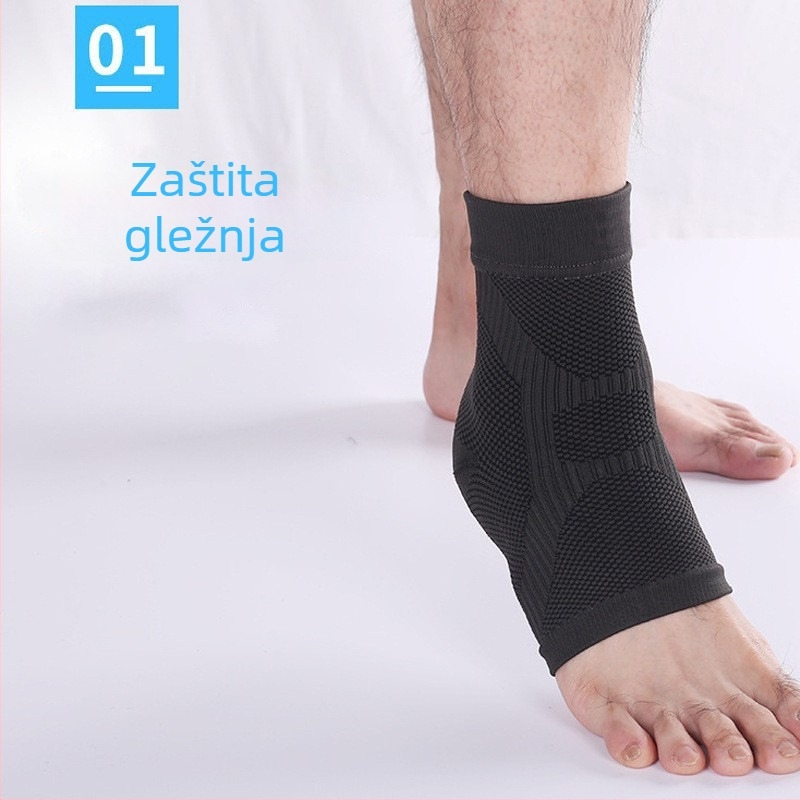 Gležnja potpora, tanka i prozračna elastična kompresijska rukavica za odrasle, pogodna za košarku i trčanje (materijali: najlon, spandeks, lateks, svila)