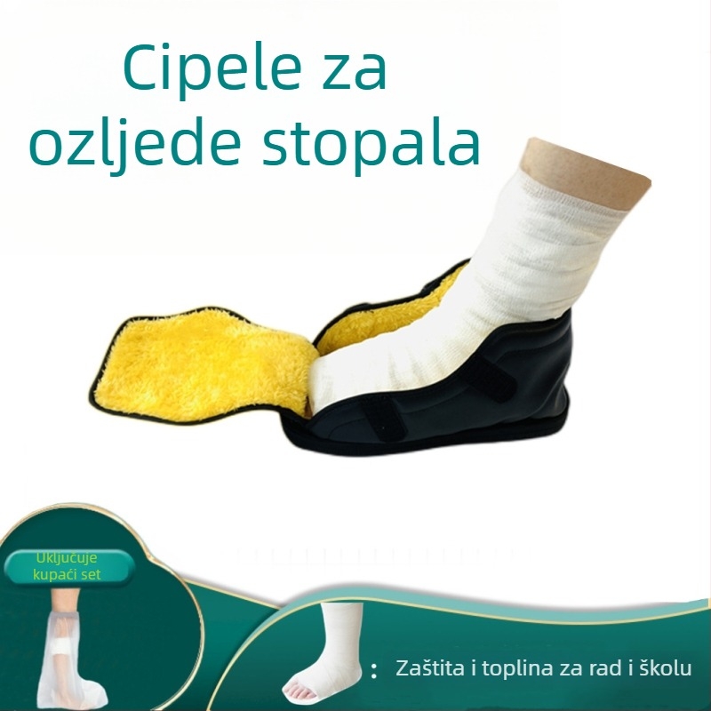 Cipele za zaštitu gležnja za rehabilitaciju ozljede stopala — zaštita gležnja, prozračna mreža i kožna podstava s fleece izolacijom, pogodna za gips