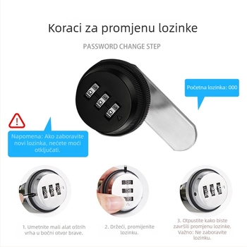 Brava s lozinkom za ladice i ormariće — cinkova legura + plastika; stil laganog luksuza; marka Kingfili