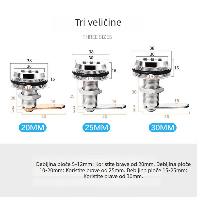 Brava s lozinkom za ladice i ormariće — cinkova legura + plastika; stil laganog luksuza; marka Kingfili