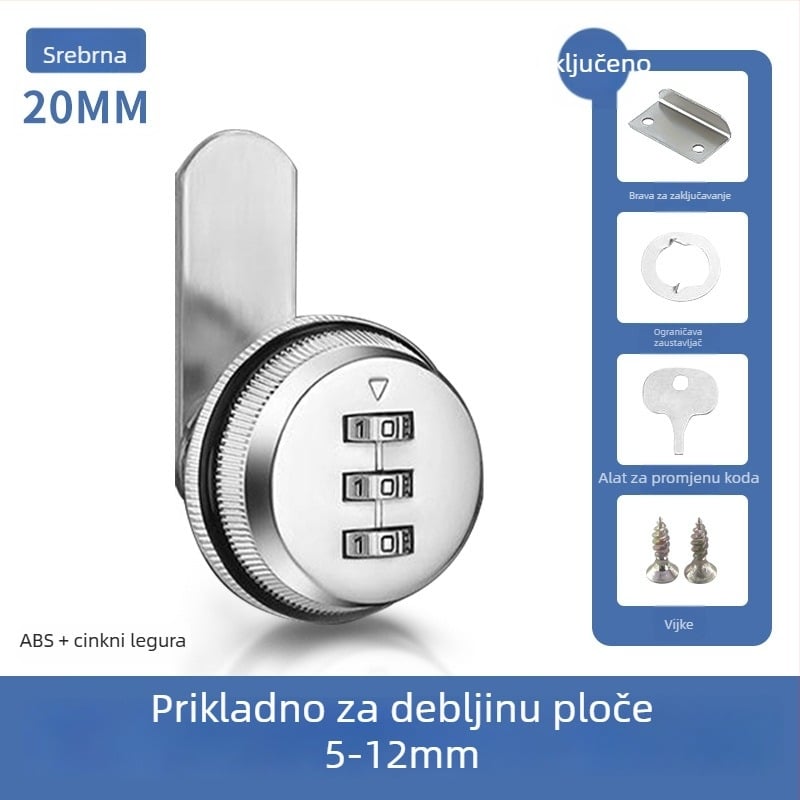 Brava s lozinkom za ladice i ormariće — cinkova legura + plastika; stil laganog luksuza; marka Kingfili